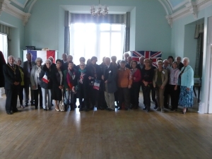 Our twinning guests and those who greeted them at Evesham Town Hall