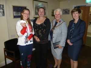 Becky, her mum, me and Sharon Bell, Group Principal of Pershore College.