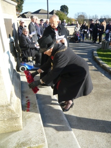 Laying a wreath in memory of the fallen